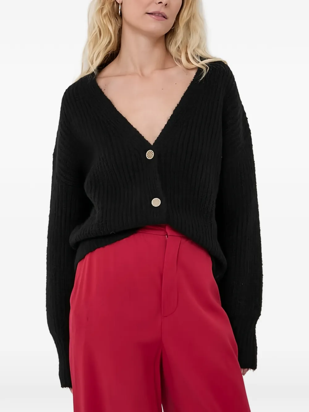 Morgan V-neck Cardigan In Black