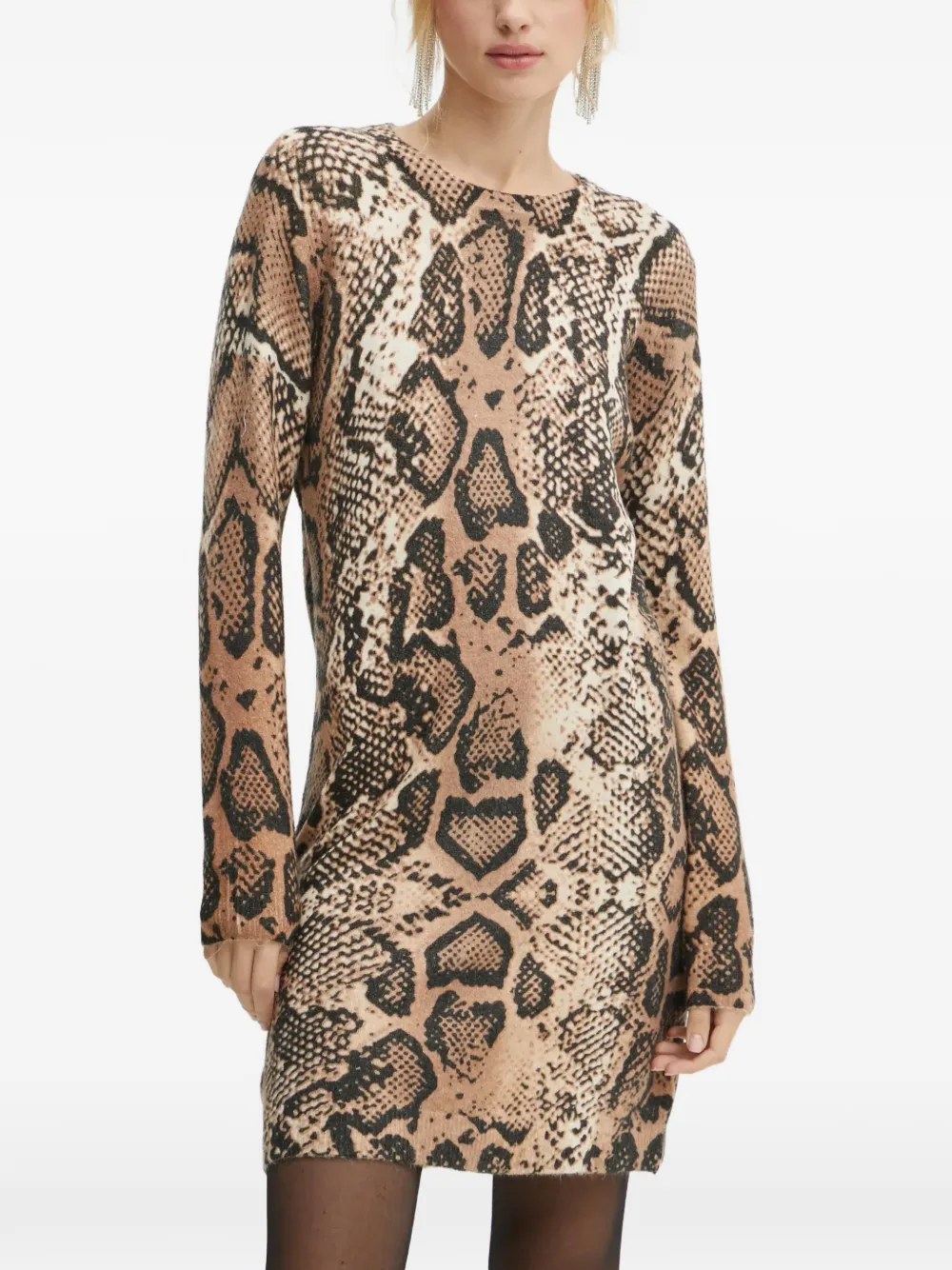 Morgan snake-print long-sleeve dress