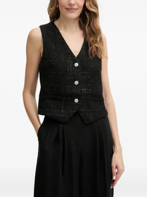 Morgan button V-neck top