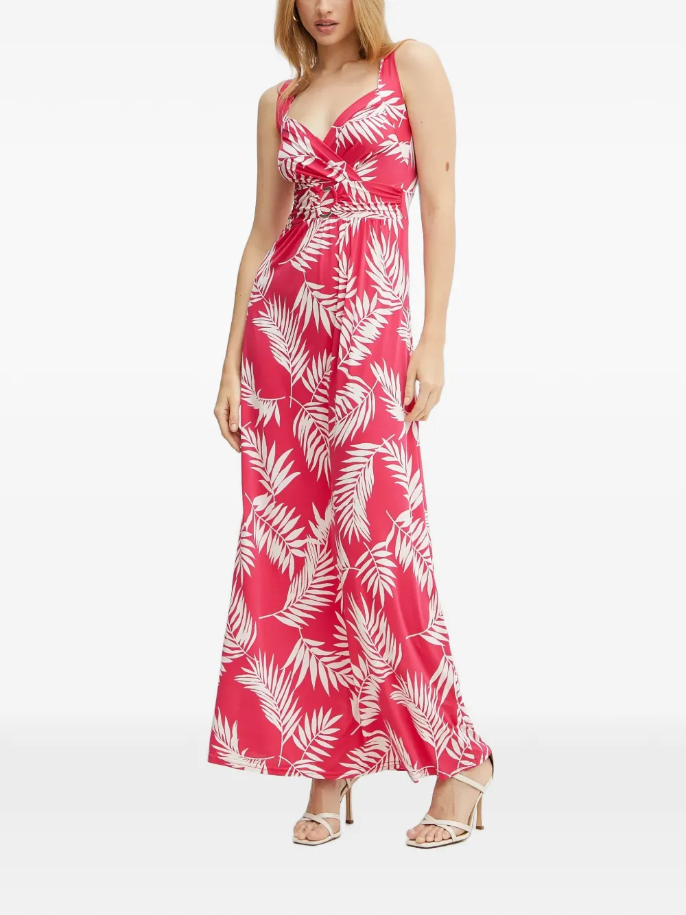 Morgan leaf-print maxi dress Roze