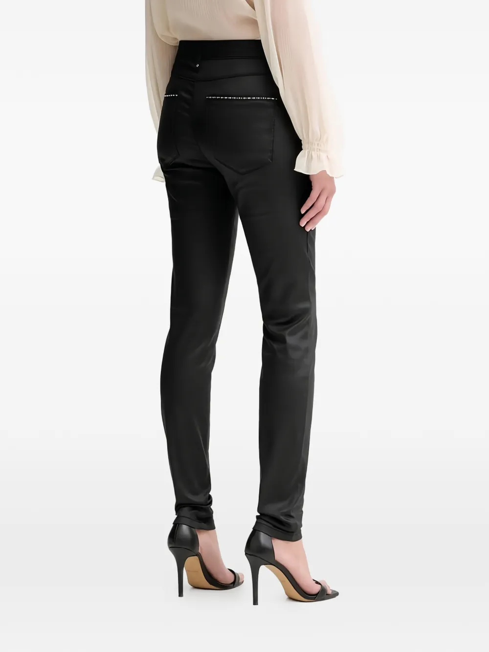 Morgan High-waist broek met studs Zwart