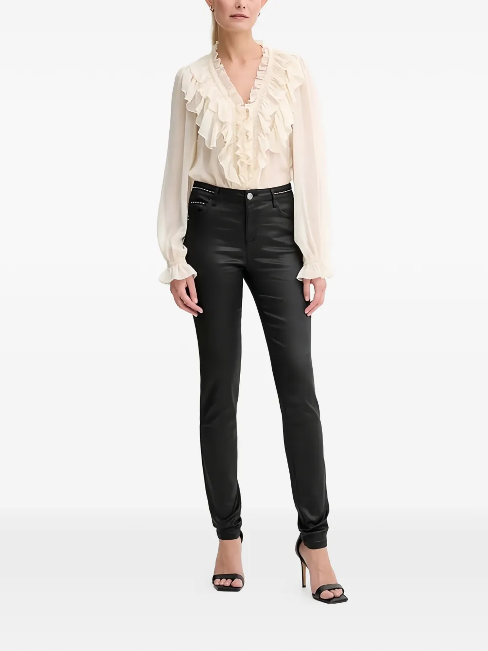 Morgan High-waist broek met studs Zwart