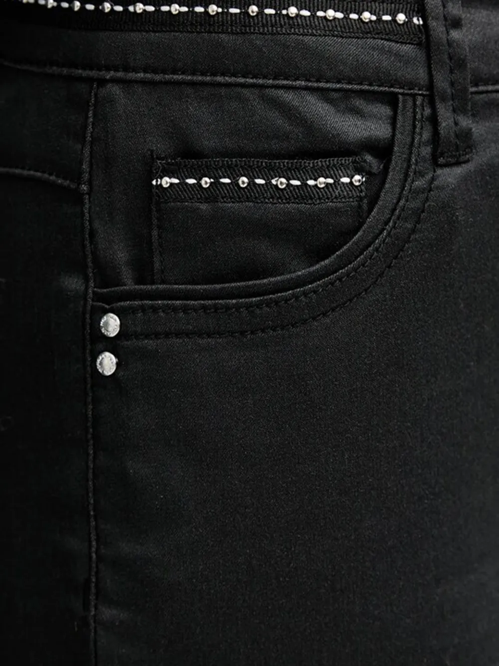 Morgan High-waist broek met studs Zwart