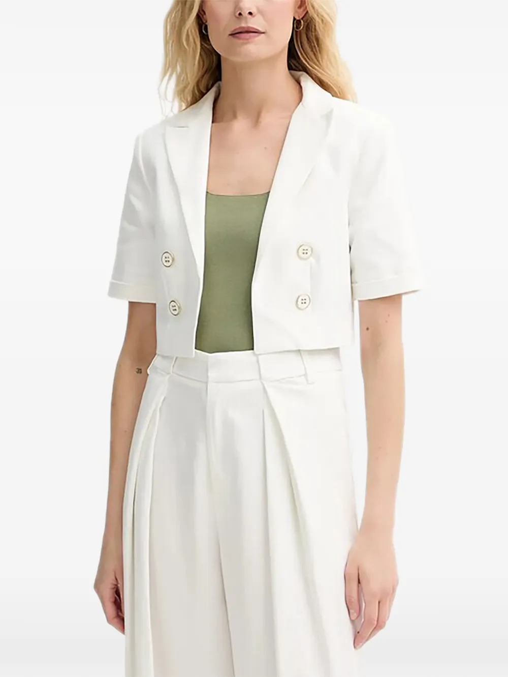 Morgan Tivif Short-sleeve Blazer In White