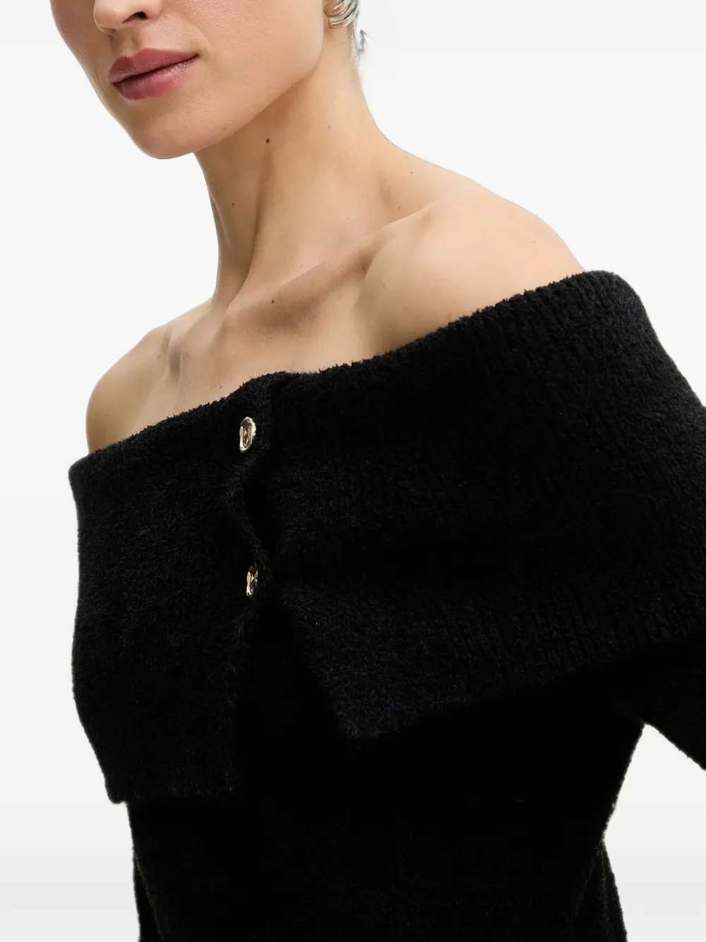 Morgan Off-shoulder mini-jurk met knoop Zwart