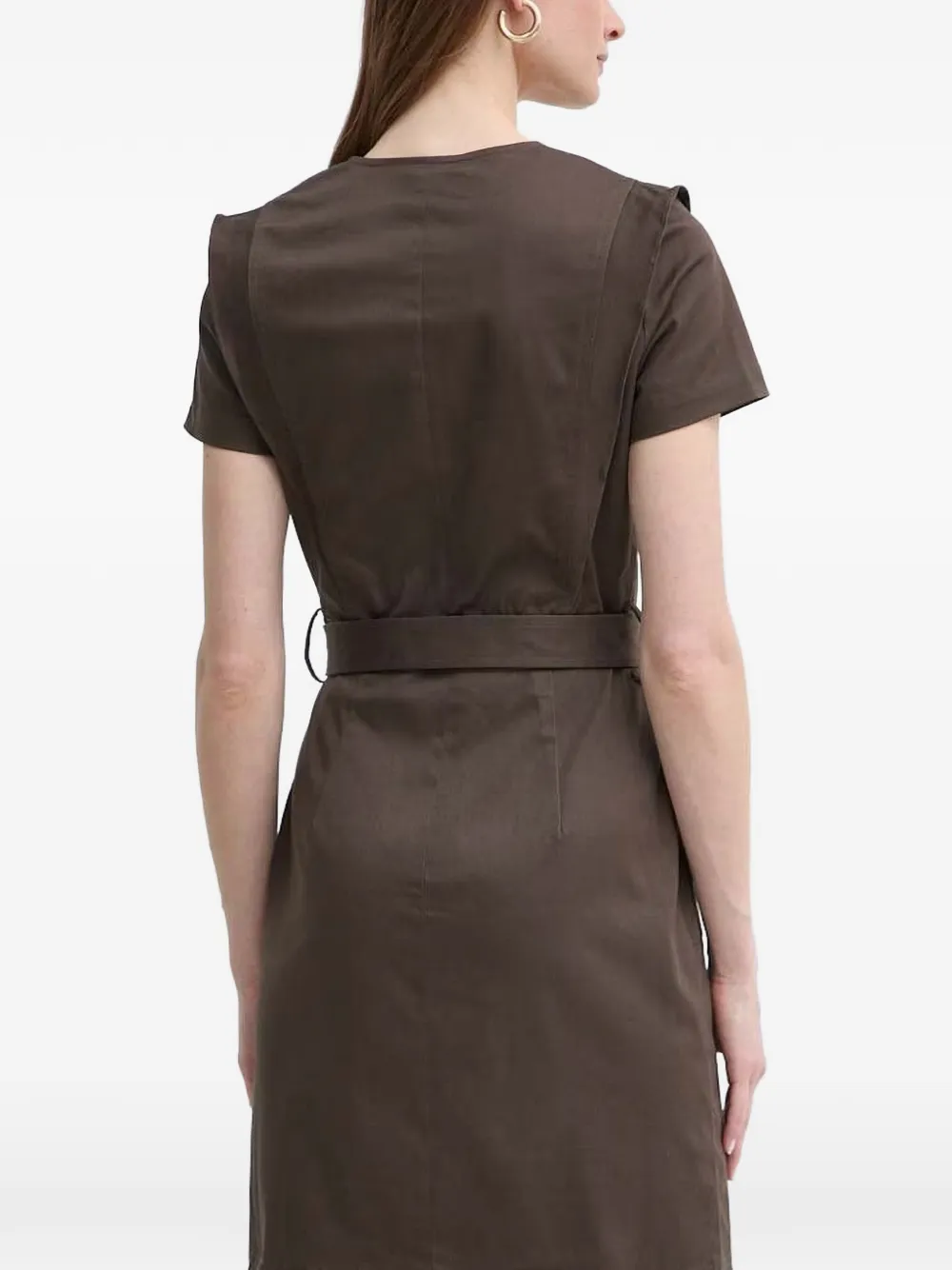 Morgan belted V-neck mini dress Bruin