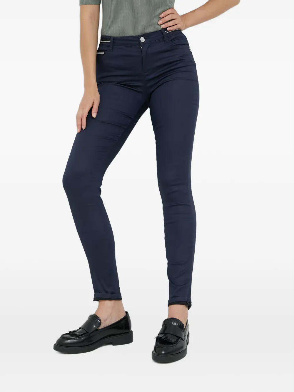 Morgan Skinny-Hose mit Schleifenbesatz - Blau