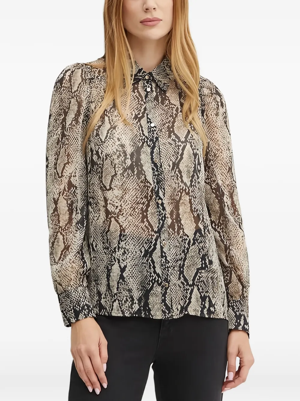 Morgan Cipyth Snake-print Shirt In Brown