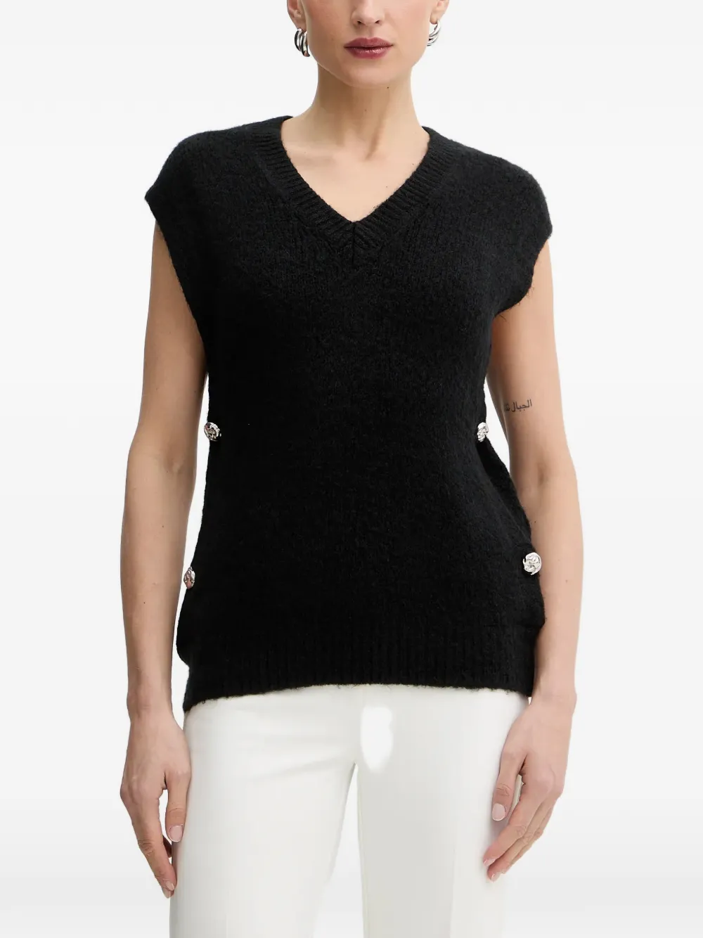Morgan V-neck Vest In Black