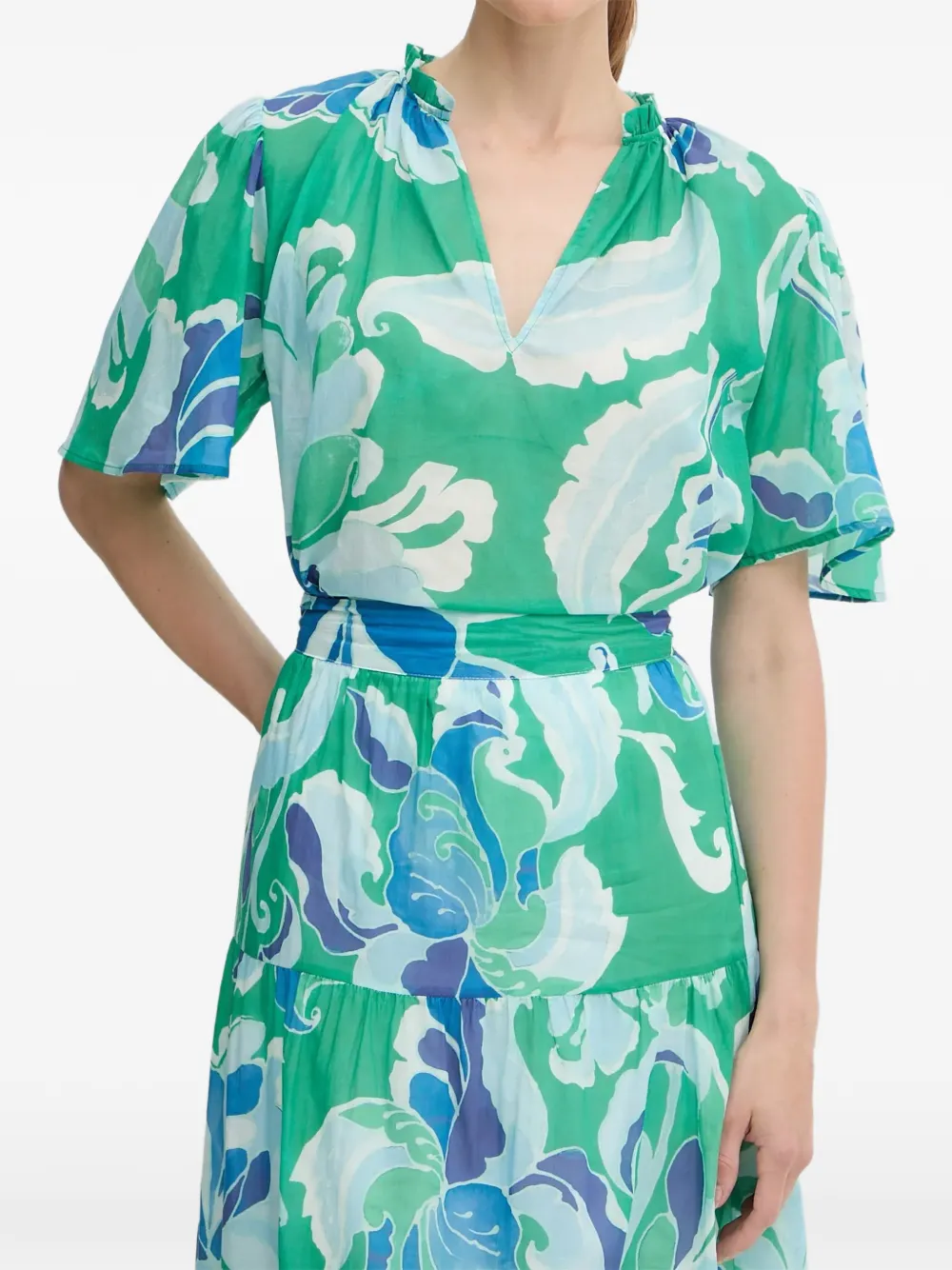 Morgan ruffled print blouse