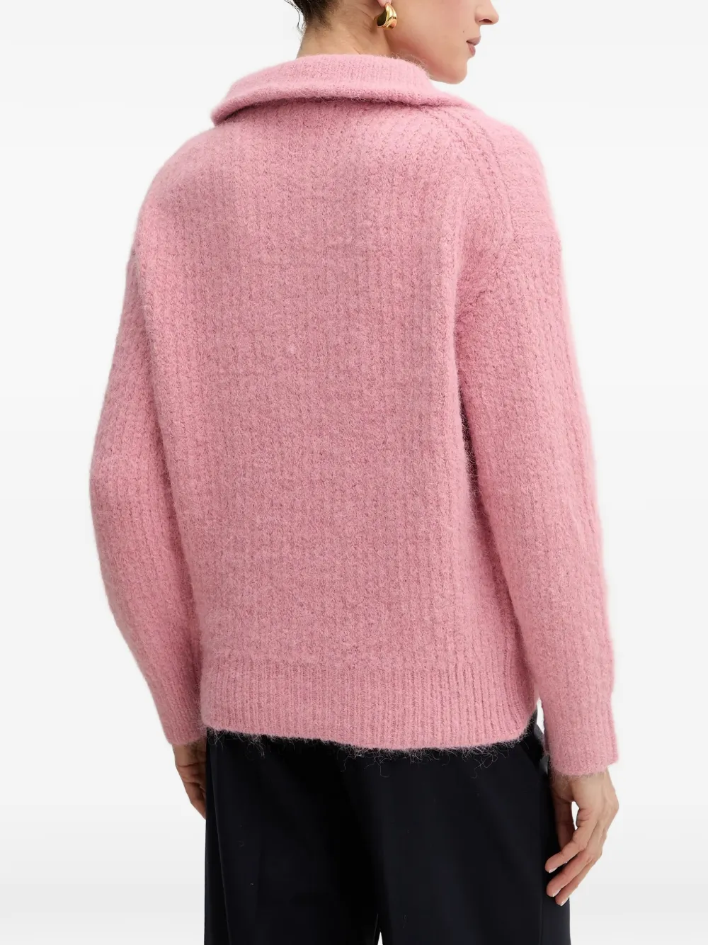 Morgan half-zip long-sleeve sweater Roze