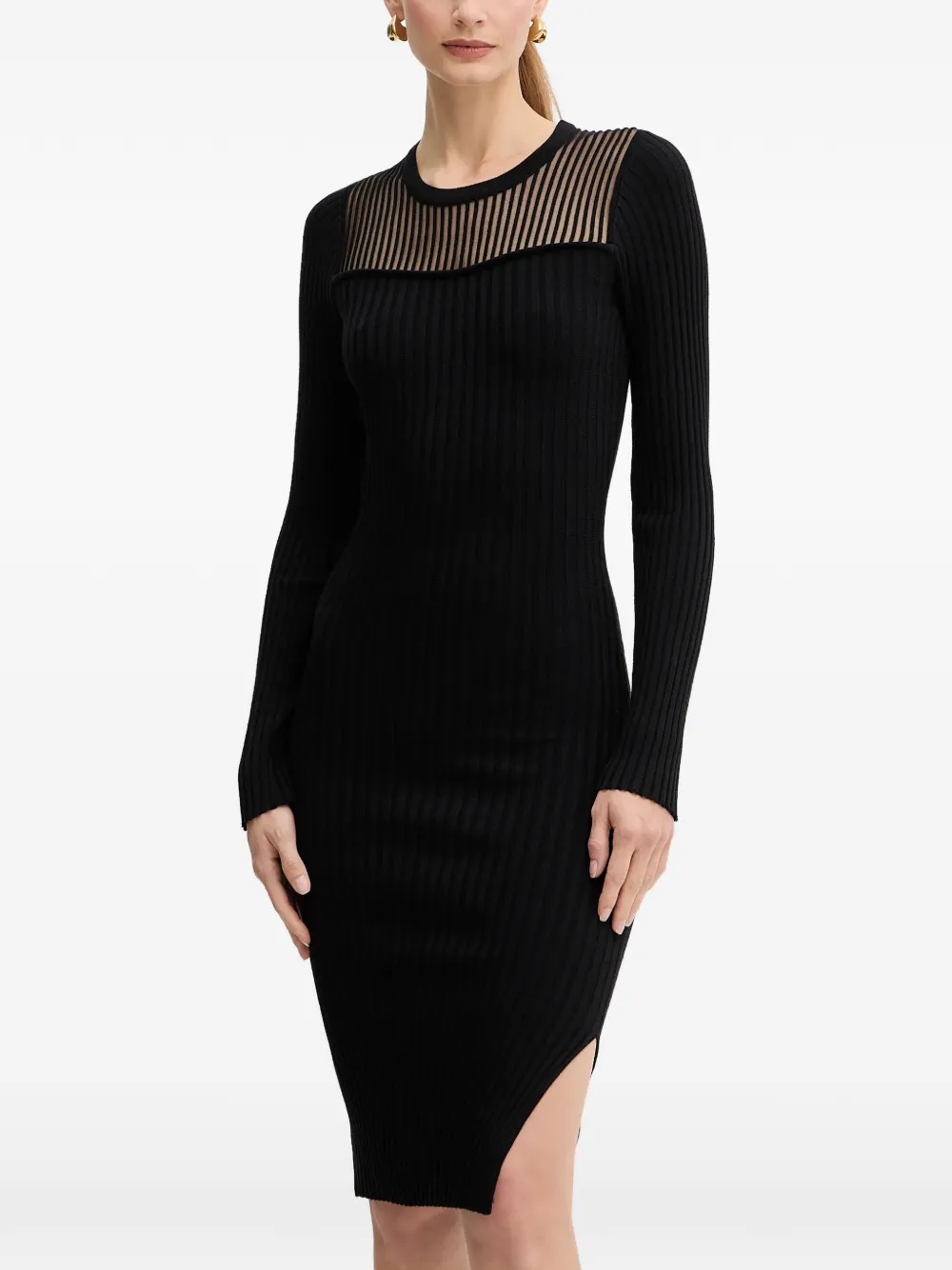 Morgan striped ribbed dress