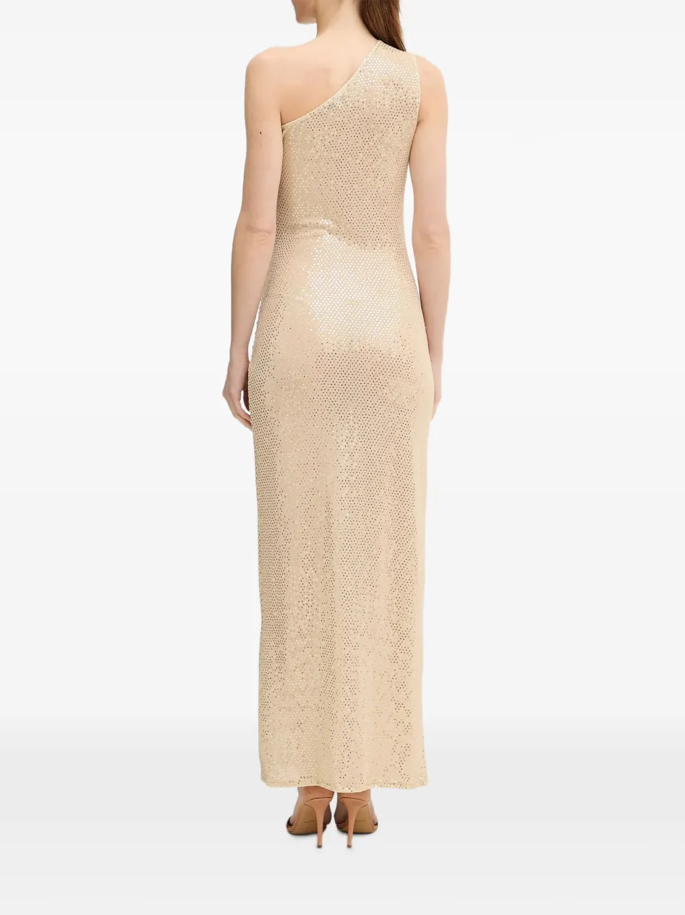 Morgan one-shoulder sequin-embellished maxi dress Beige