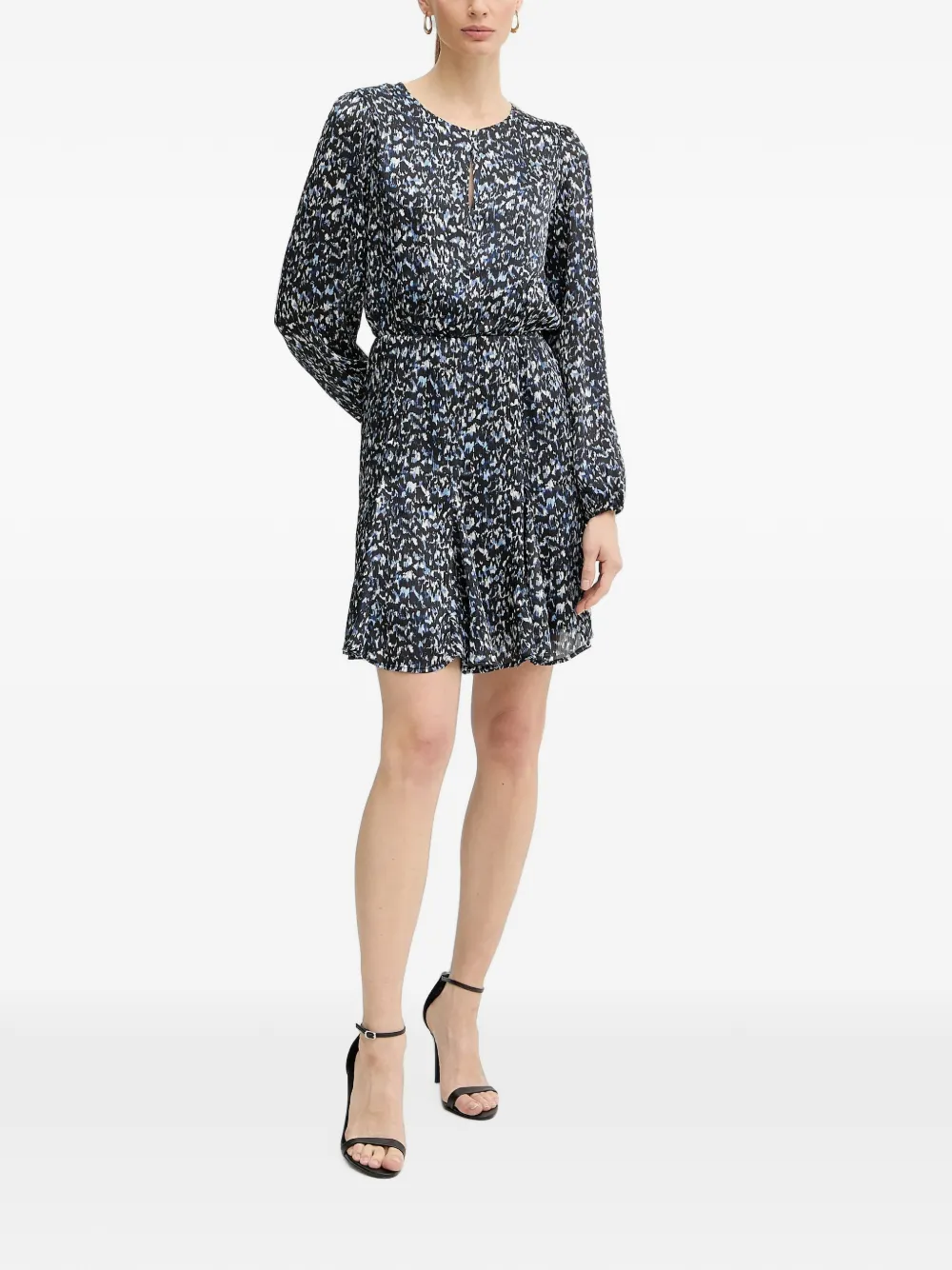 Morgan abstract-print keyhole-detail mini dress Zwart