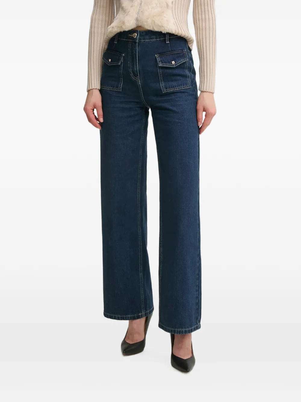 Morgan wide-leg patch-pocket jeans