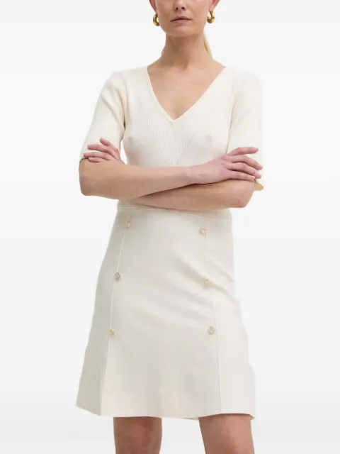 Morgan button-embellished V-neck mini dress