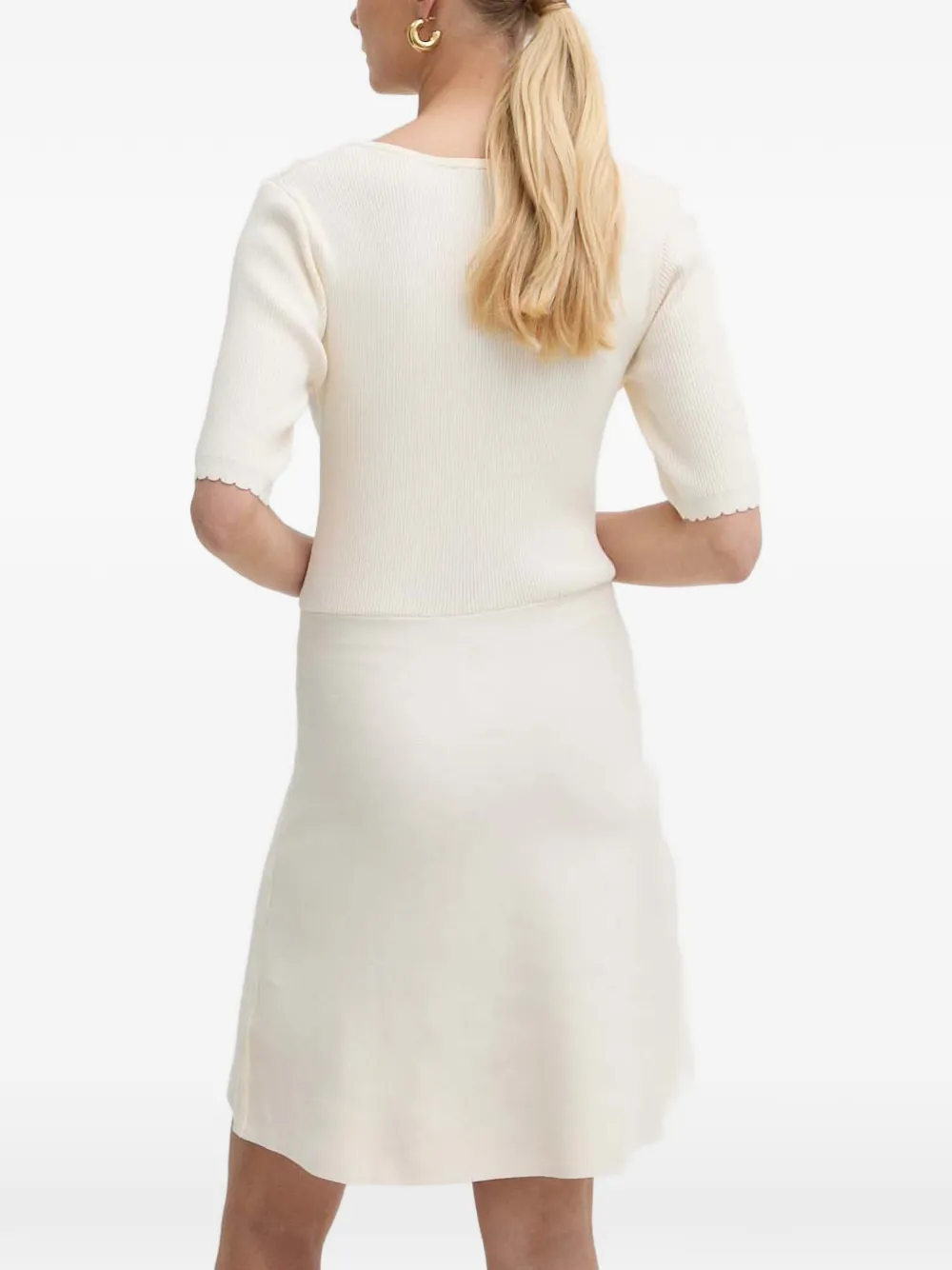Morgan button-embellished V-neck mini dress Beige