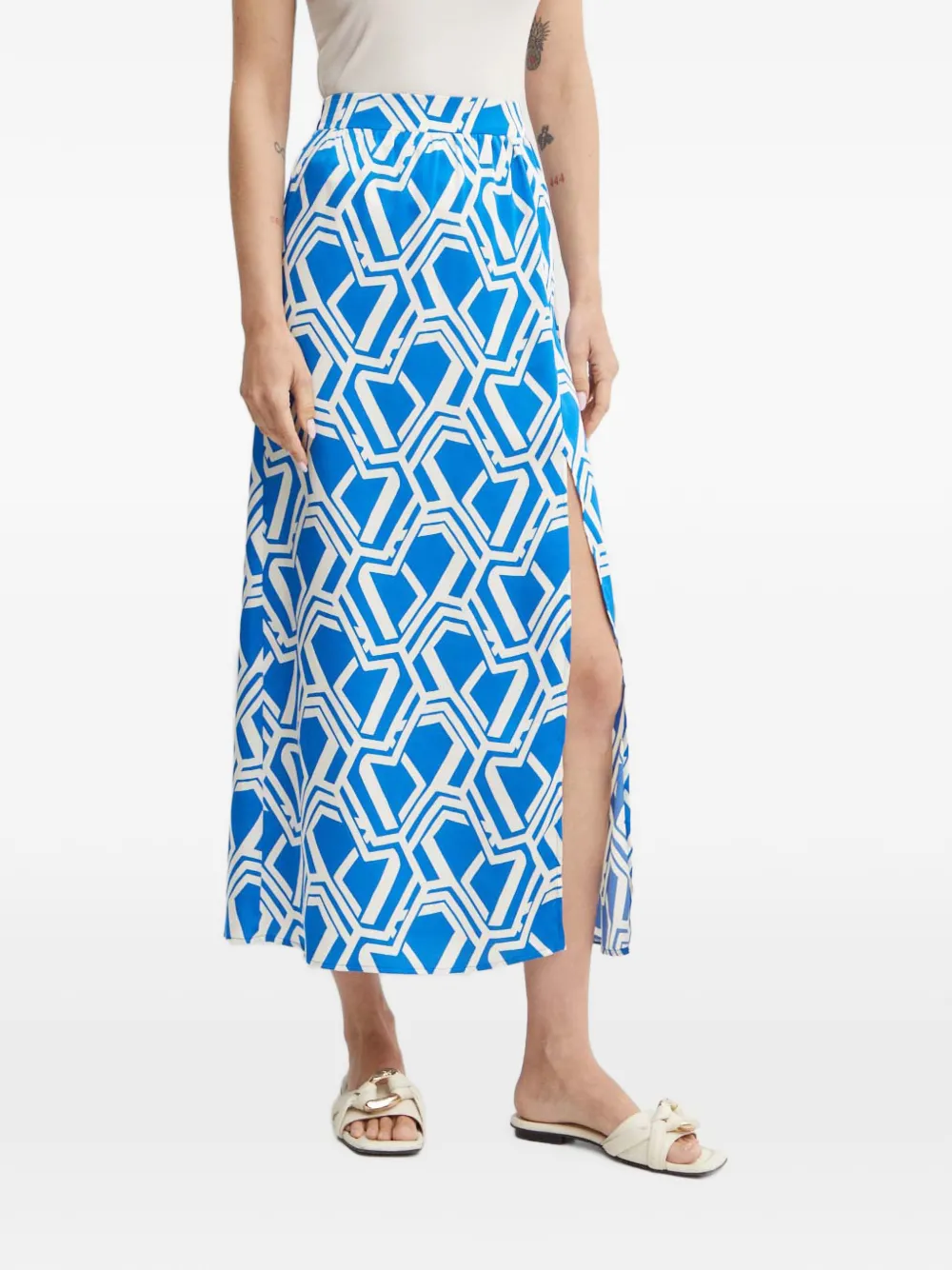 Morgan geometric-pattern midi skirt