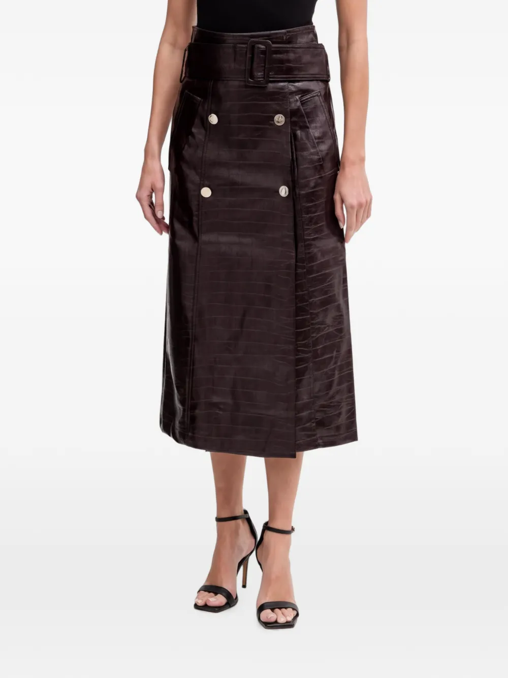 Morgan Belted Midi Skirt In Purple
