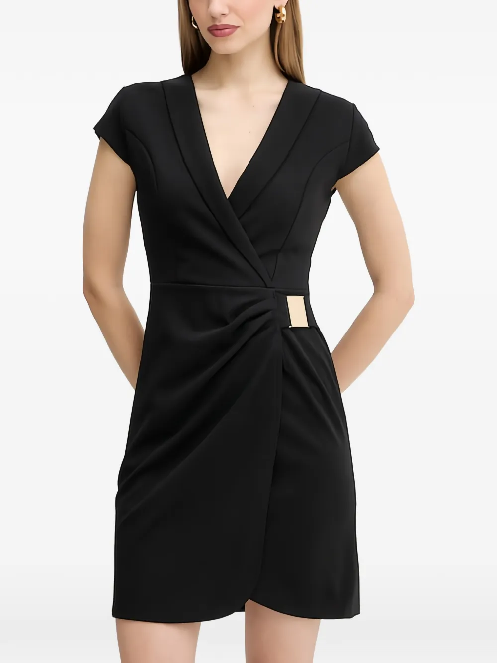 Morgan V-neck Buckle Dress In Black