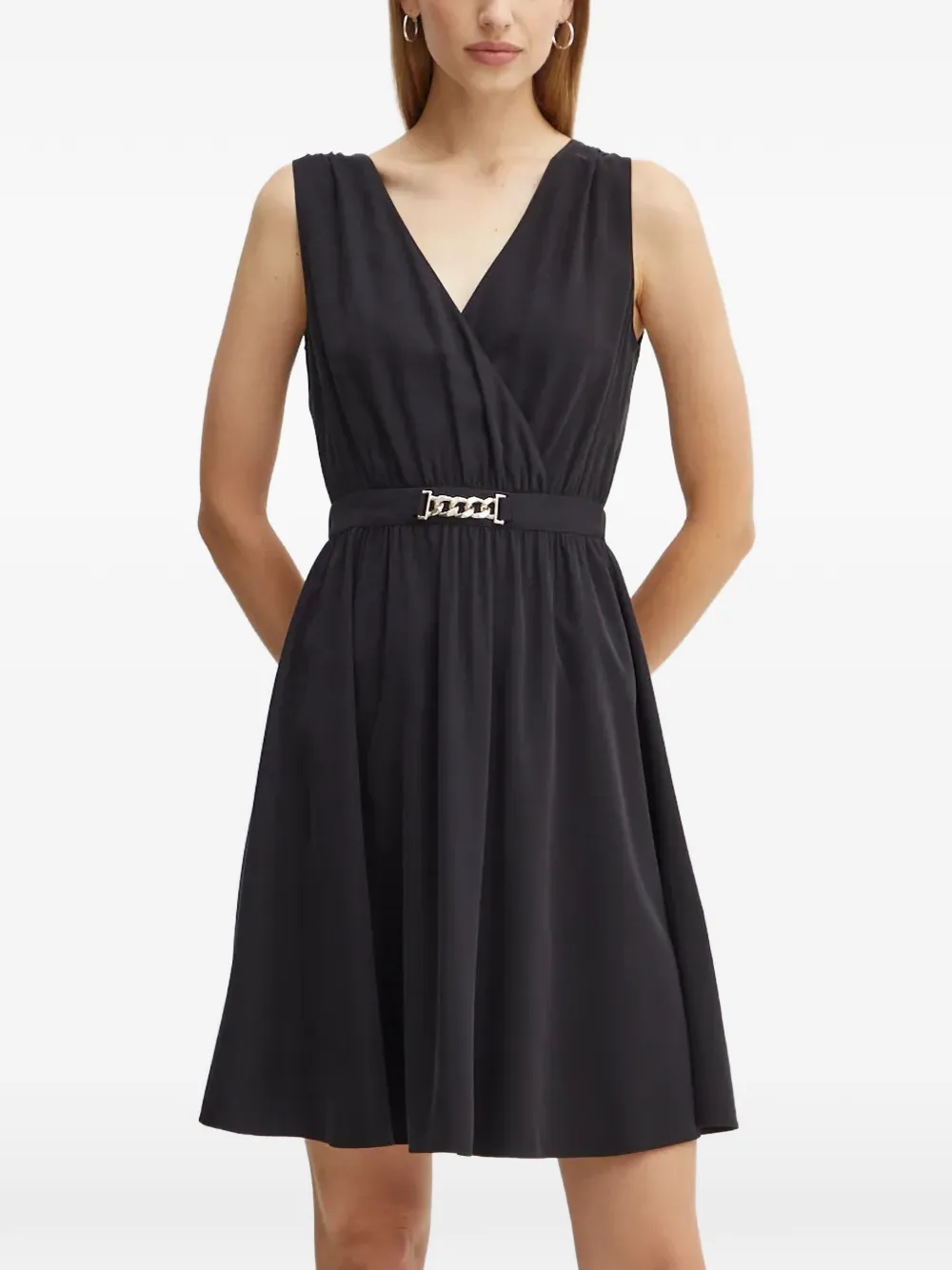 Morgan Belted Wrap-style Mini Dress In Black