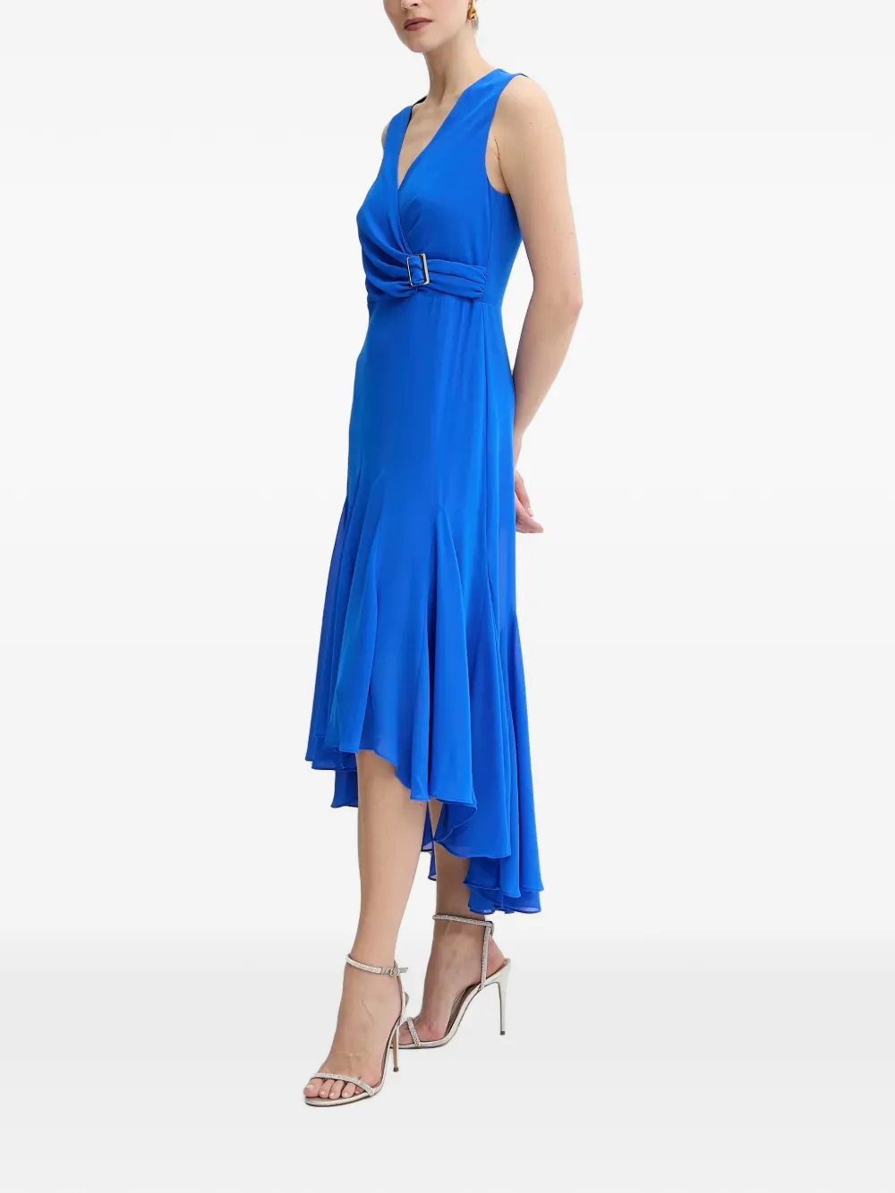 Morgan Midi-jurk met V-hals Blauw