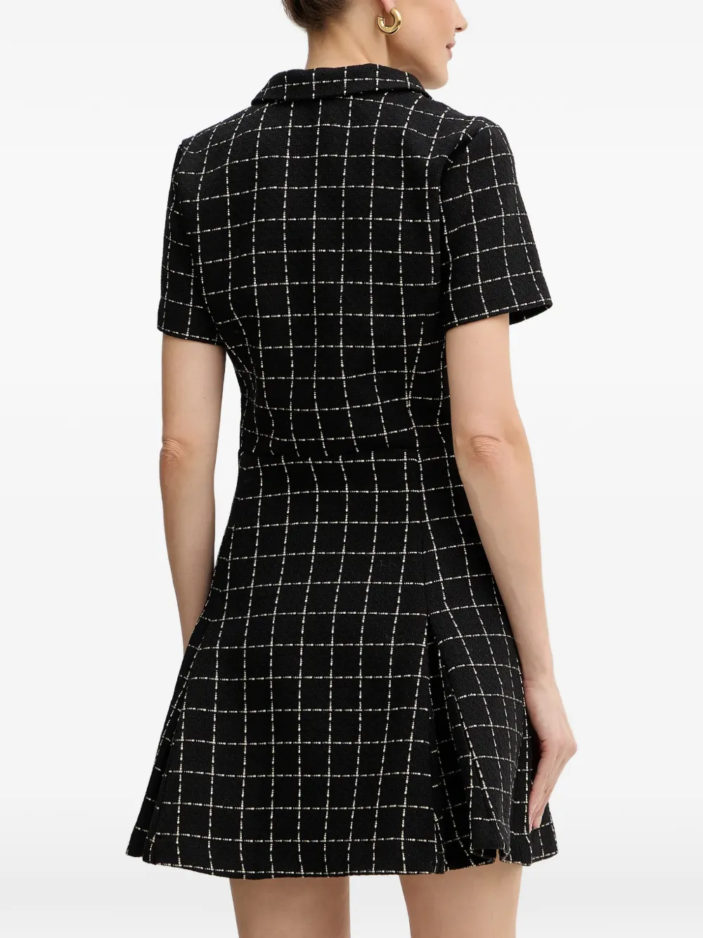 Morgan check-pattern button-up mini dress Zwart