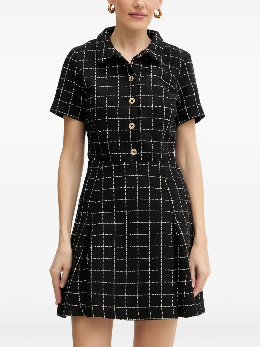 Morgan check-pattern button-up mini dress