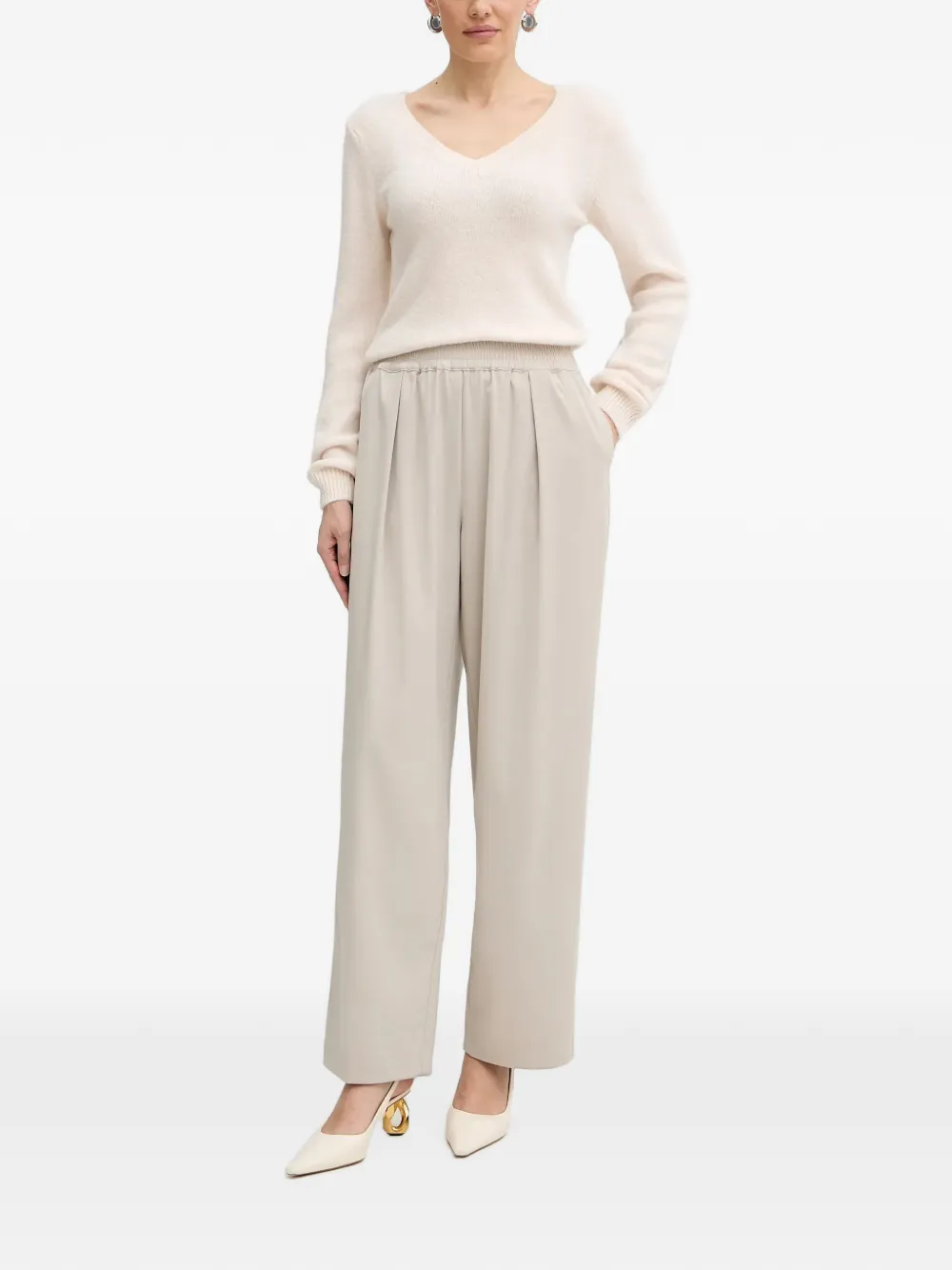 Morgan openwork V-neck sweater Wit
