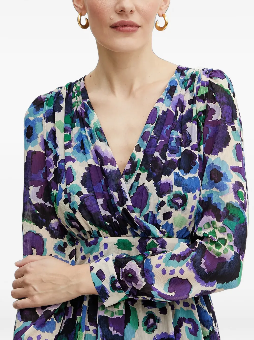 Morgan Mini-jurk met V-hals en bloemenprint Paars