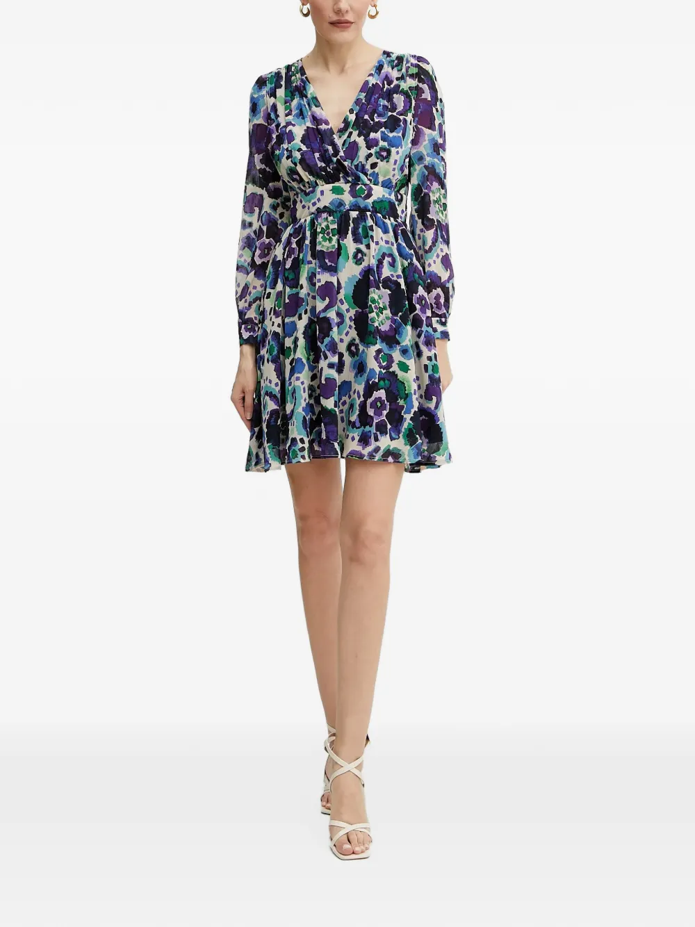 Morgan Mini-jurk met V-hals en bloemenprint Paars