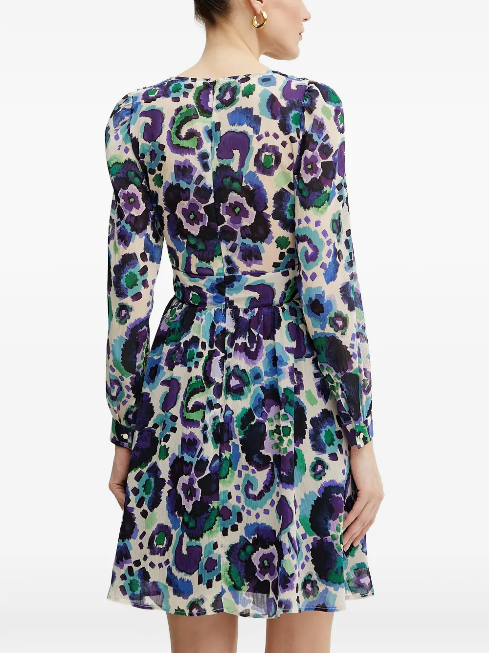Morgan Mini-jurk met V-hals en bloemenprint Paars