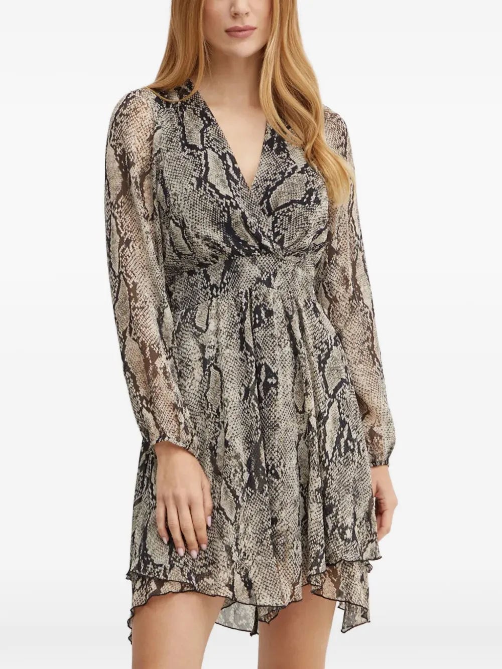Morgan snake-print wrap-style mini dress
