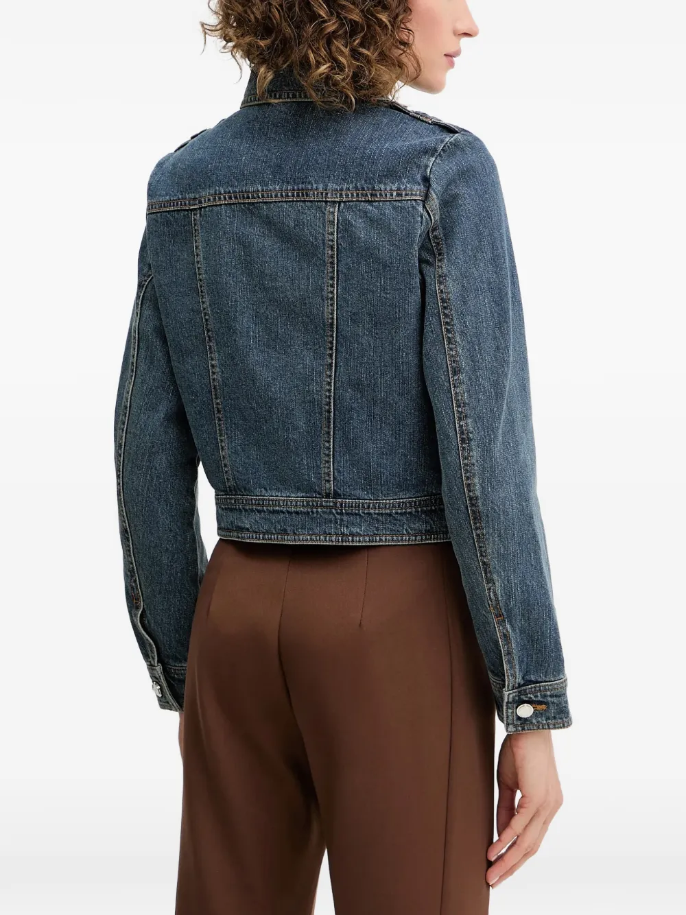 Morgan Denim jack met asymmetrische rits Blauw
