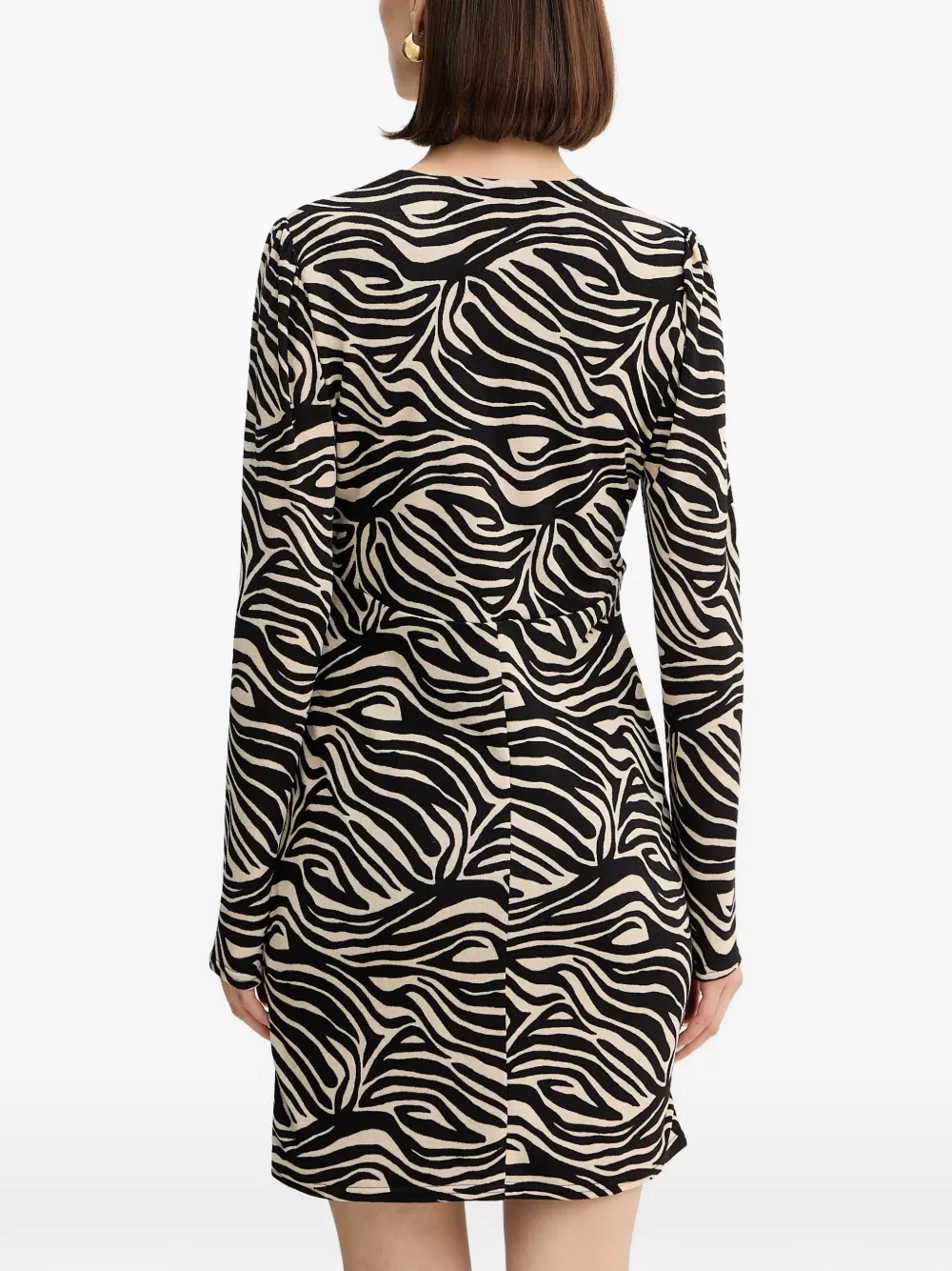 Morgan zebra-print long-sleeve mini dress Zwart