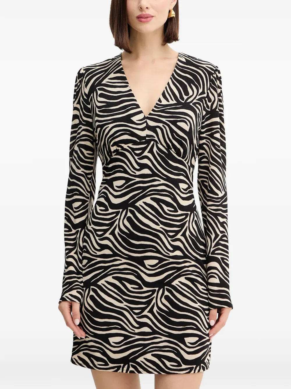 Morgan zebra-print long-sleeve mini dress