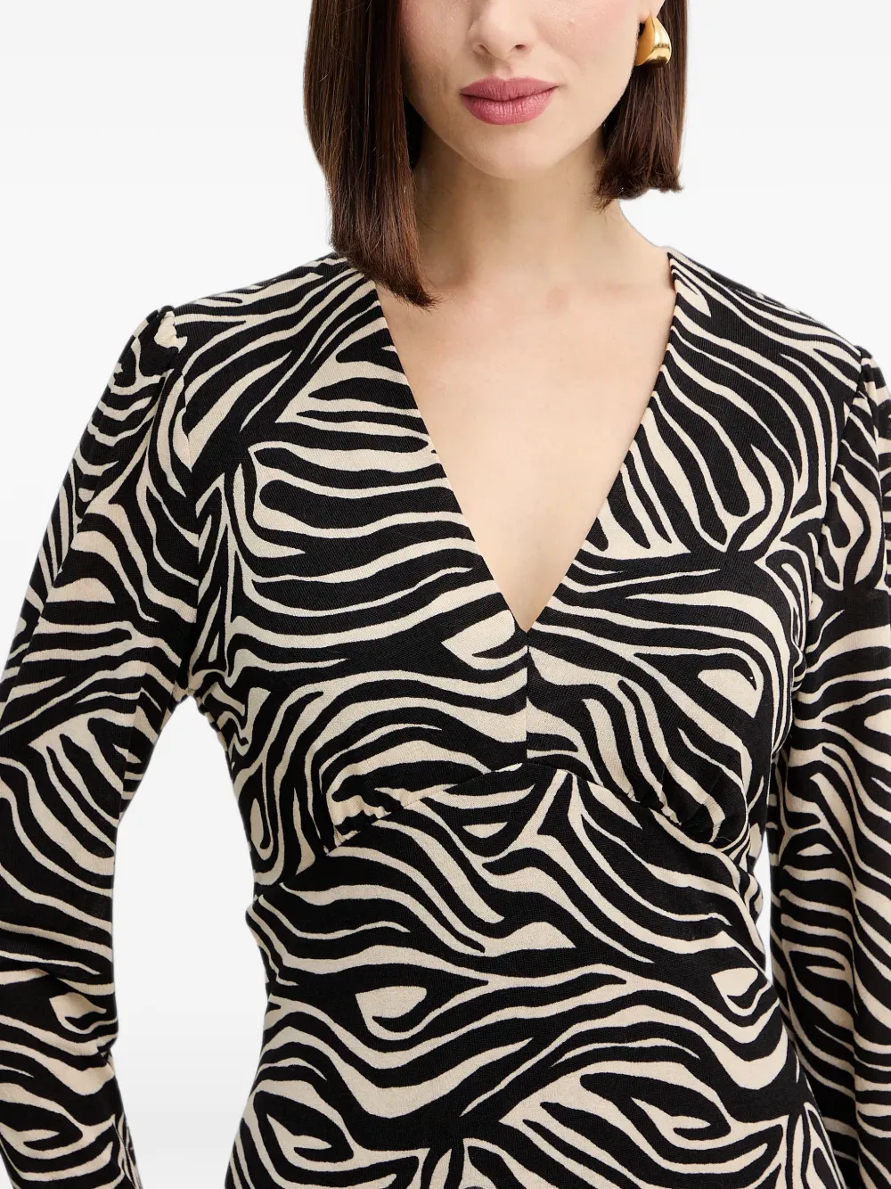 Morgan zebra-print long-sleeve mini dress Zwart
