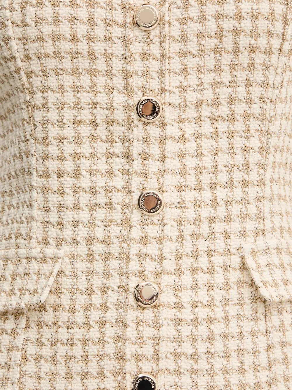 Morgan houndstooth-pattern pleated mini dress Beige