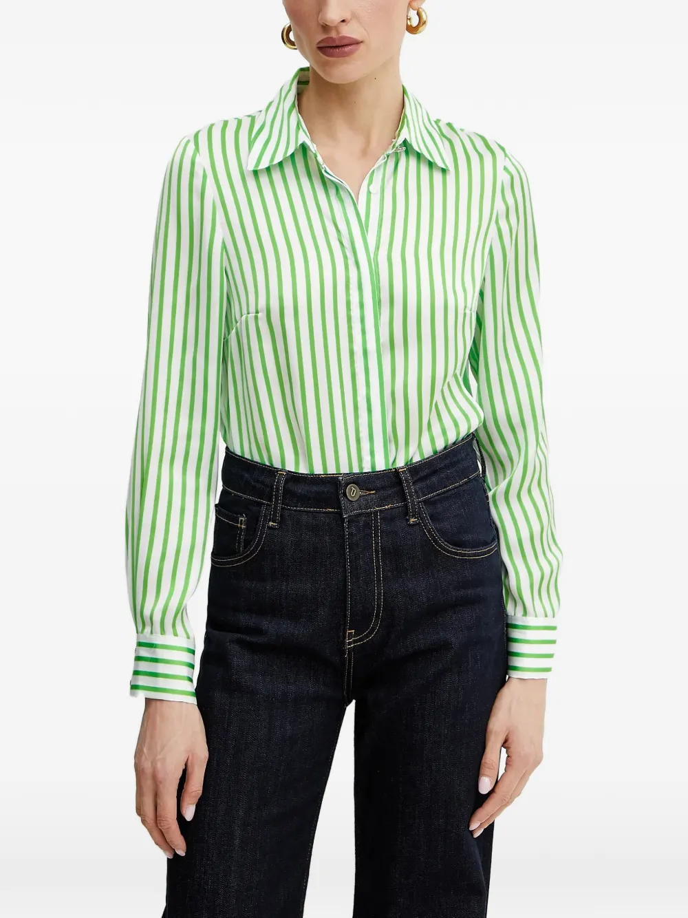 Morgan striped crystal-embellished shirt