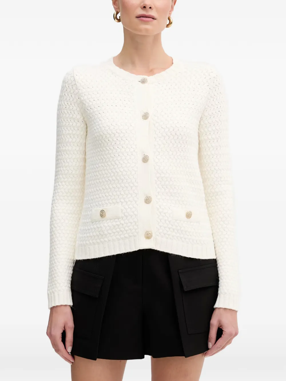 Morgan Button Pocket Cardigan In Neutrals