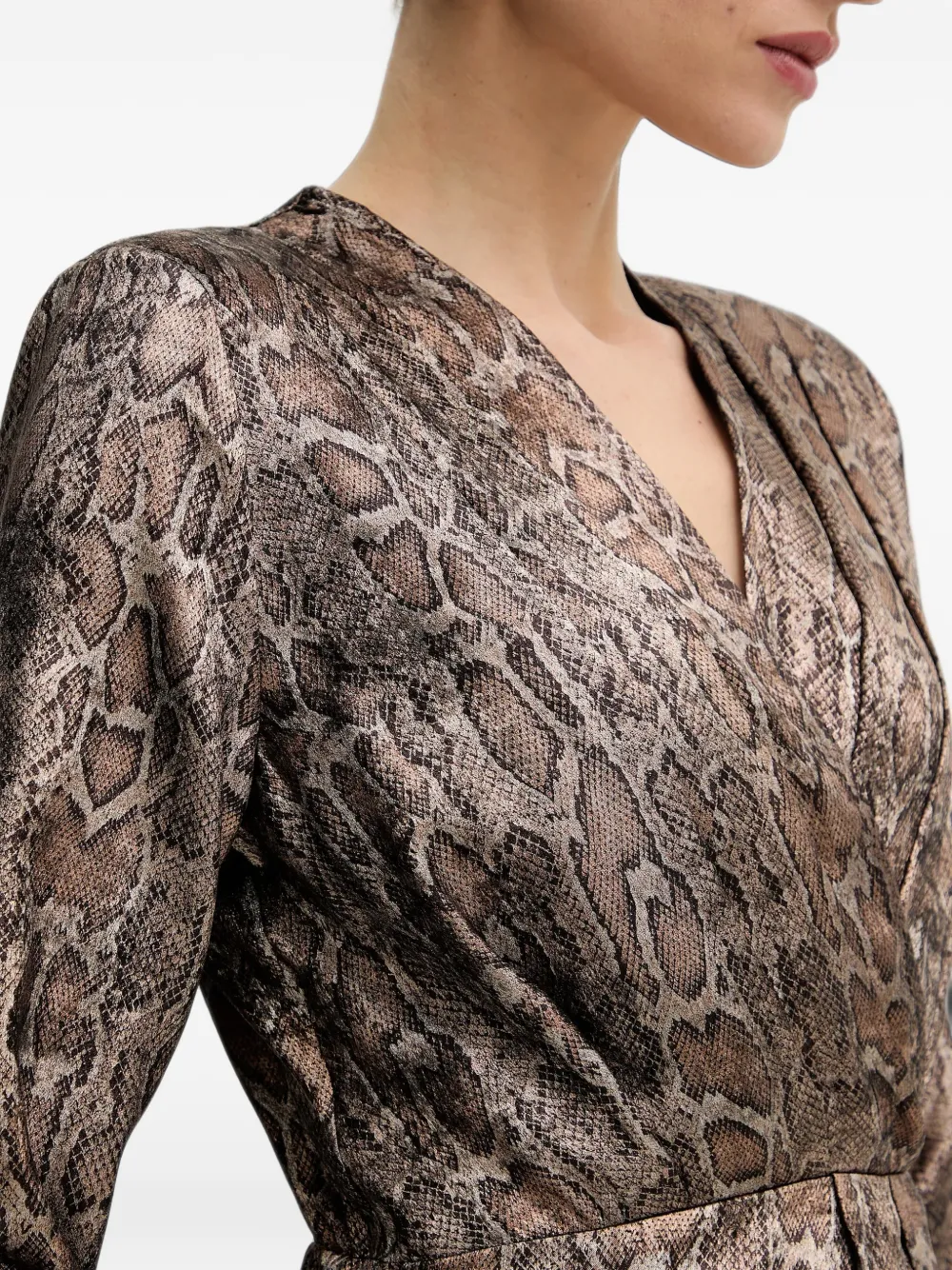 Morgan snake-print wrap-style mini dress Bruin