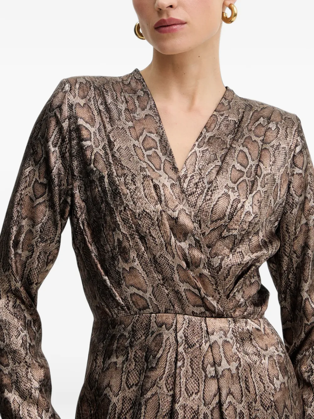 Morgan snake-print wrap-style mini dress Bruin