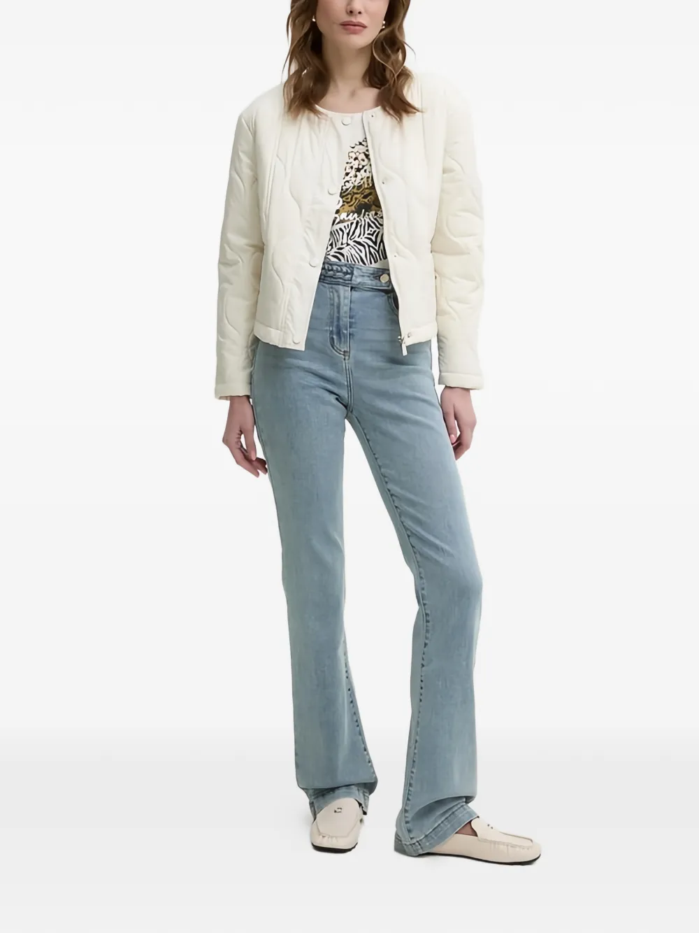 Morgan Braid Flared Jeans In Blue