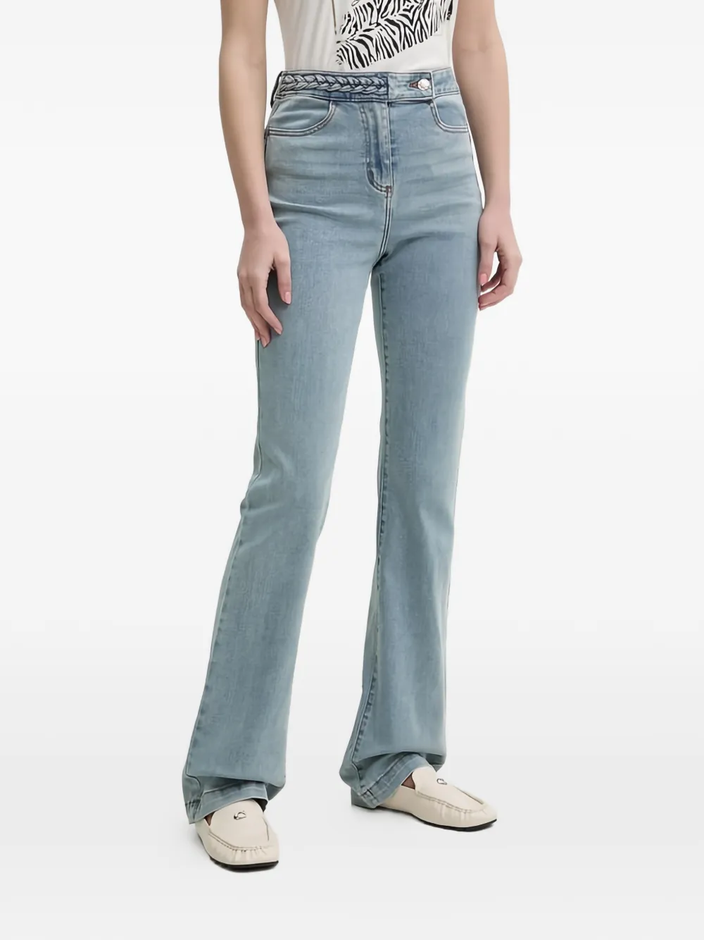 Morgan Braid Flared Jeans In Blue