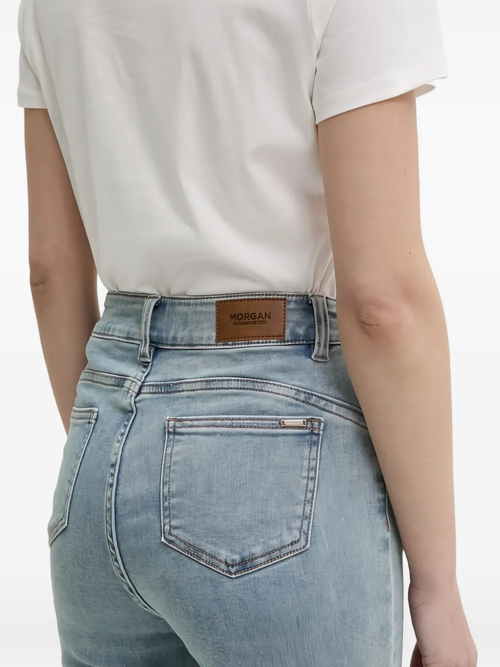 Morgan Braid Flared Jeans In Blue