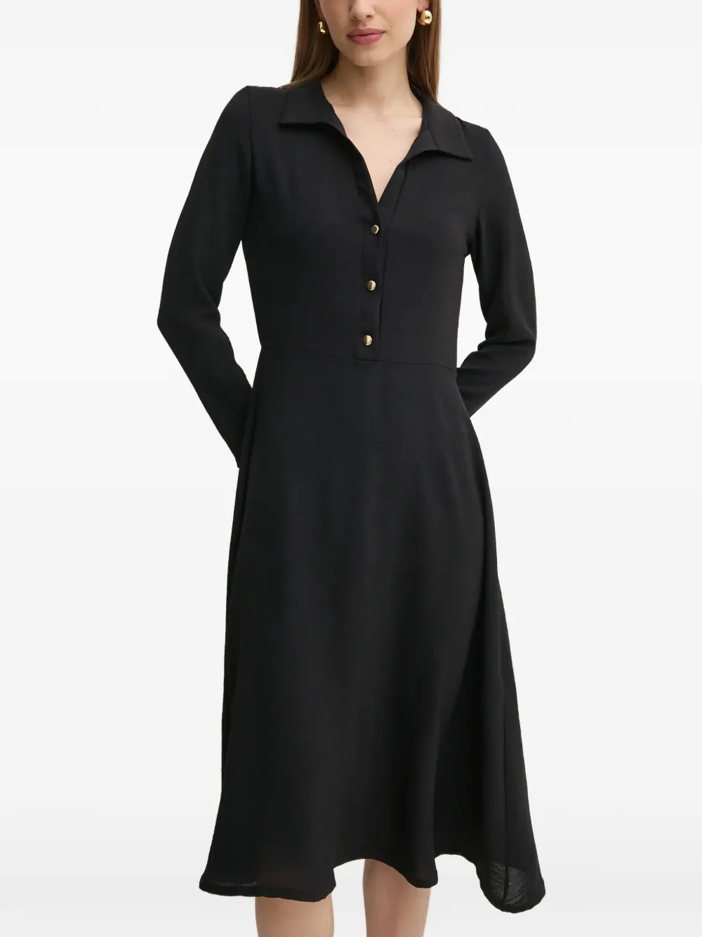 Morgan button-up long-sleeved midi dress