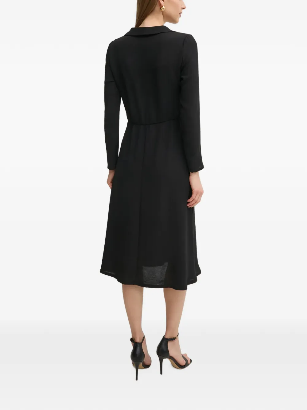 Morgan Midi-jurk met lange mouwen en knopen Zwart