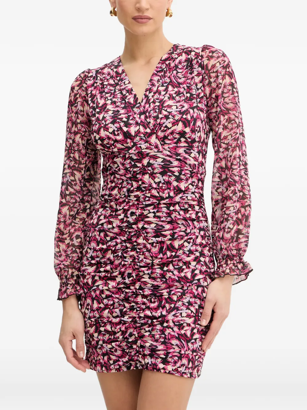 Morgan Ruffled Print Dress In Pink