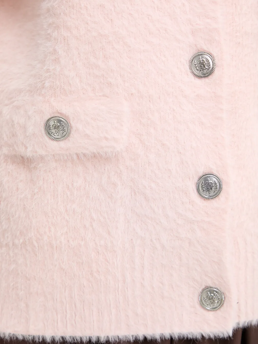Morgan Pluizig vest met knopen Roze