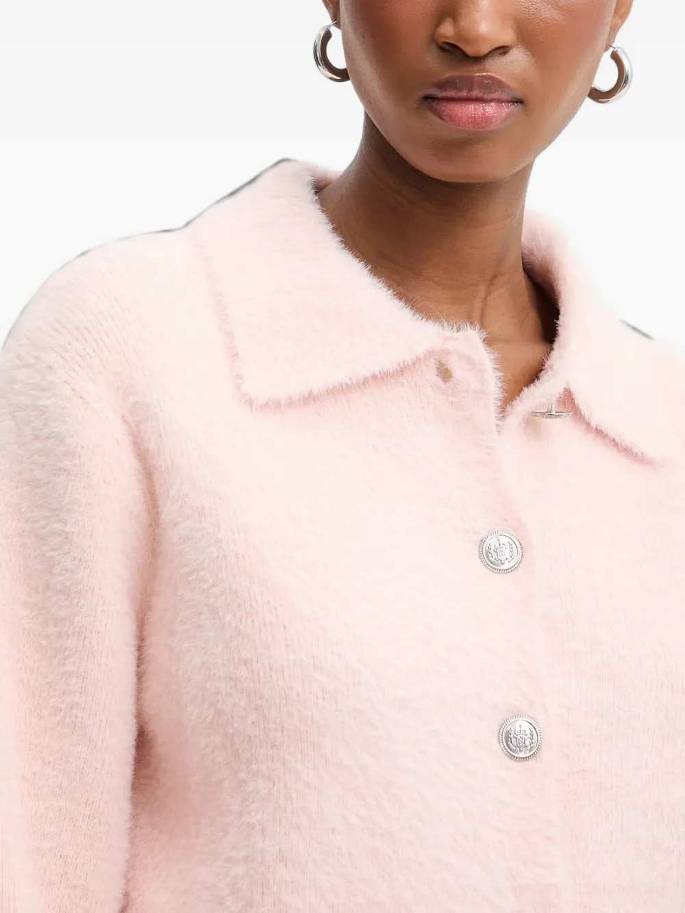 Morgan Pluizig vest met knopen Roze